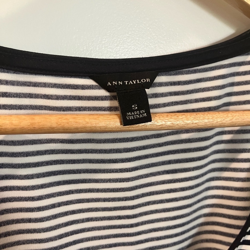 Ann Taylor Navy and White Striped Blouse - Picture 2 of 3